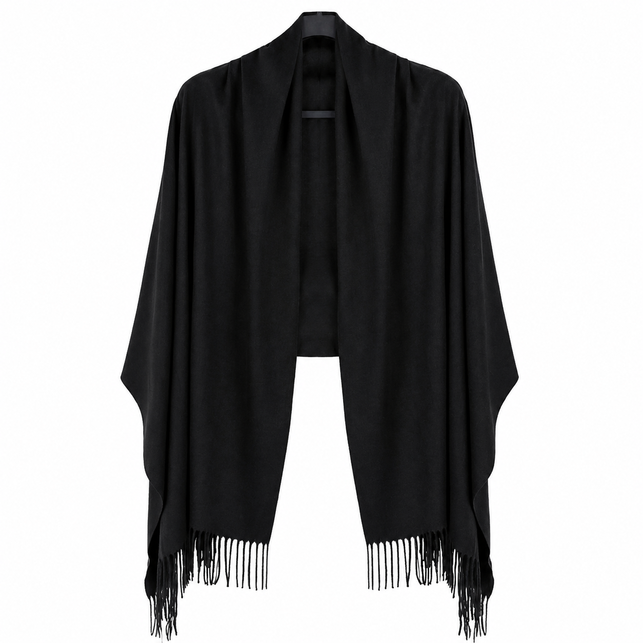 Black Fringe Edged Pashmina Shawl