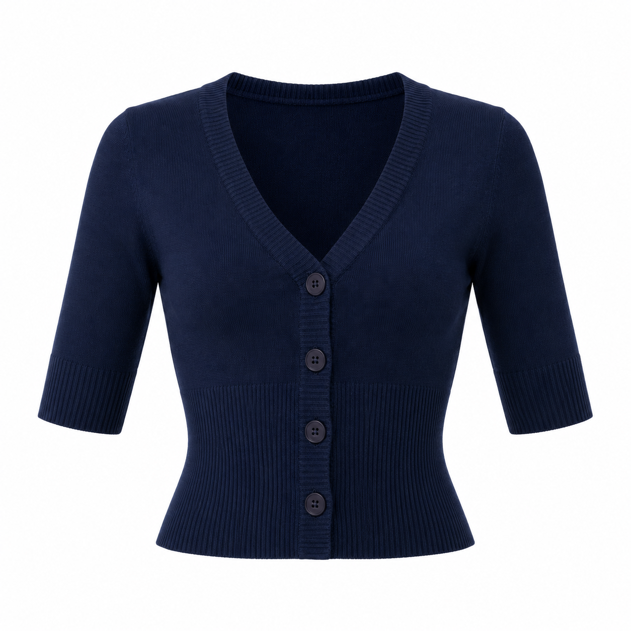 Vintage Half Sleeve Dark Navy Blue Crop Cardigan