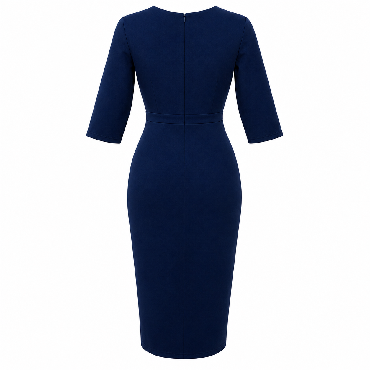 Navy Blue Vintage Style Pencil Dress – 3/4 Sleeve Midi Wiggle Dress