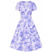 Violet Floral 50s V Neck Swing Tea Dress - Pretty Kitty Fashion
