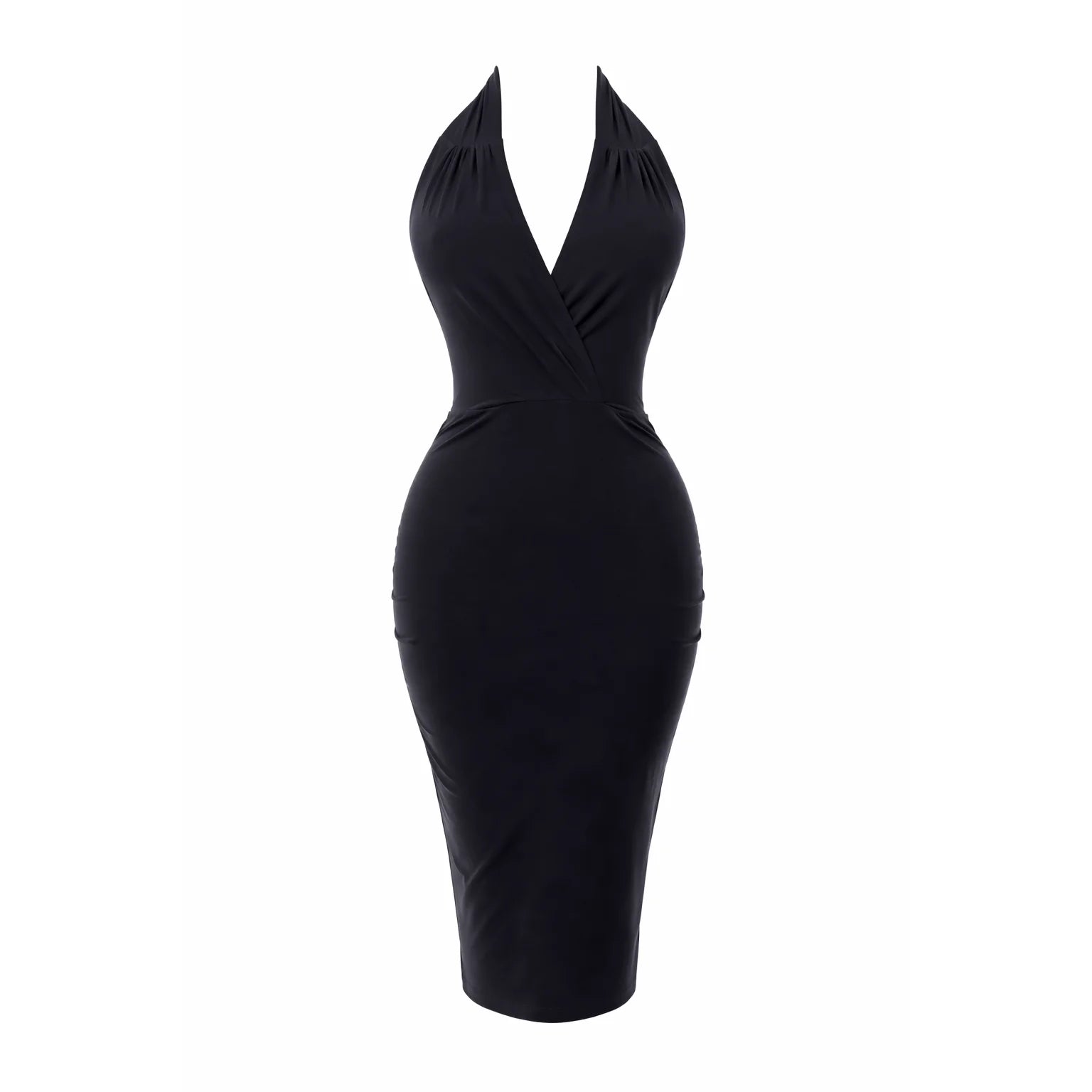 Black 1940s Halterneck Wiggle Pencil Dress