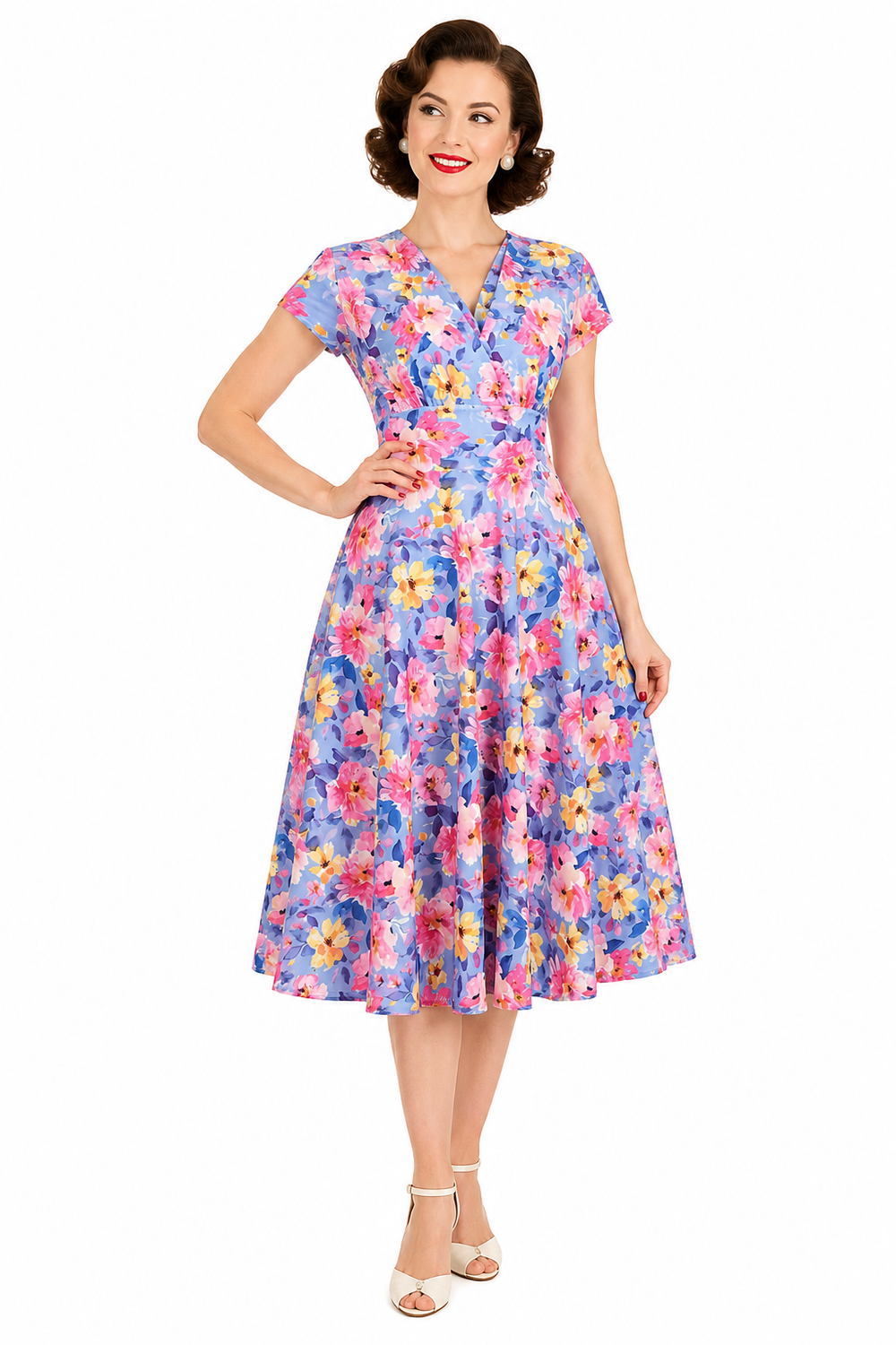 british retro kitty dress From Kitty with Love' Ruby Red Faux Fur 50s Swing Dress