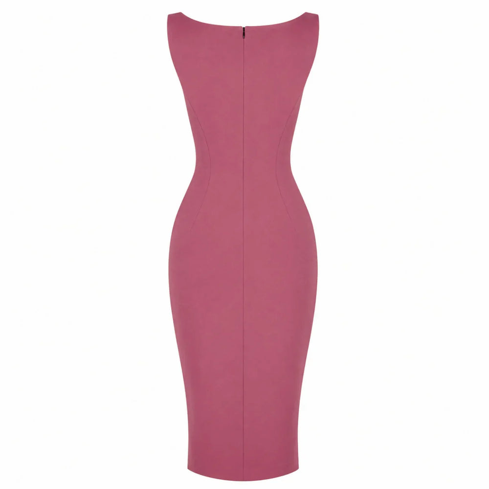 Raspberry Pink 40s Bodycon Sleeveless Hollywood Wiggle Dress
