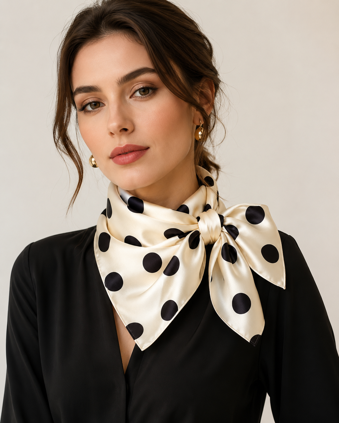 Luxury Black And Ivory Silk Feel Scarf