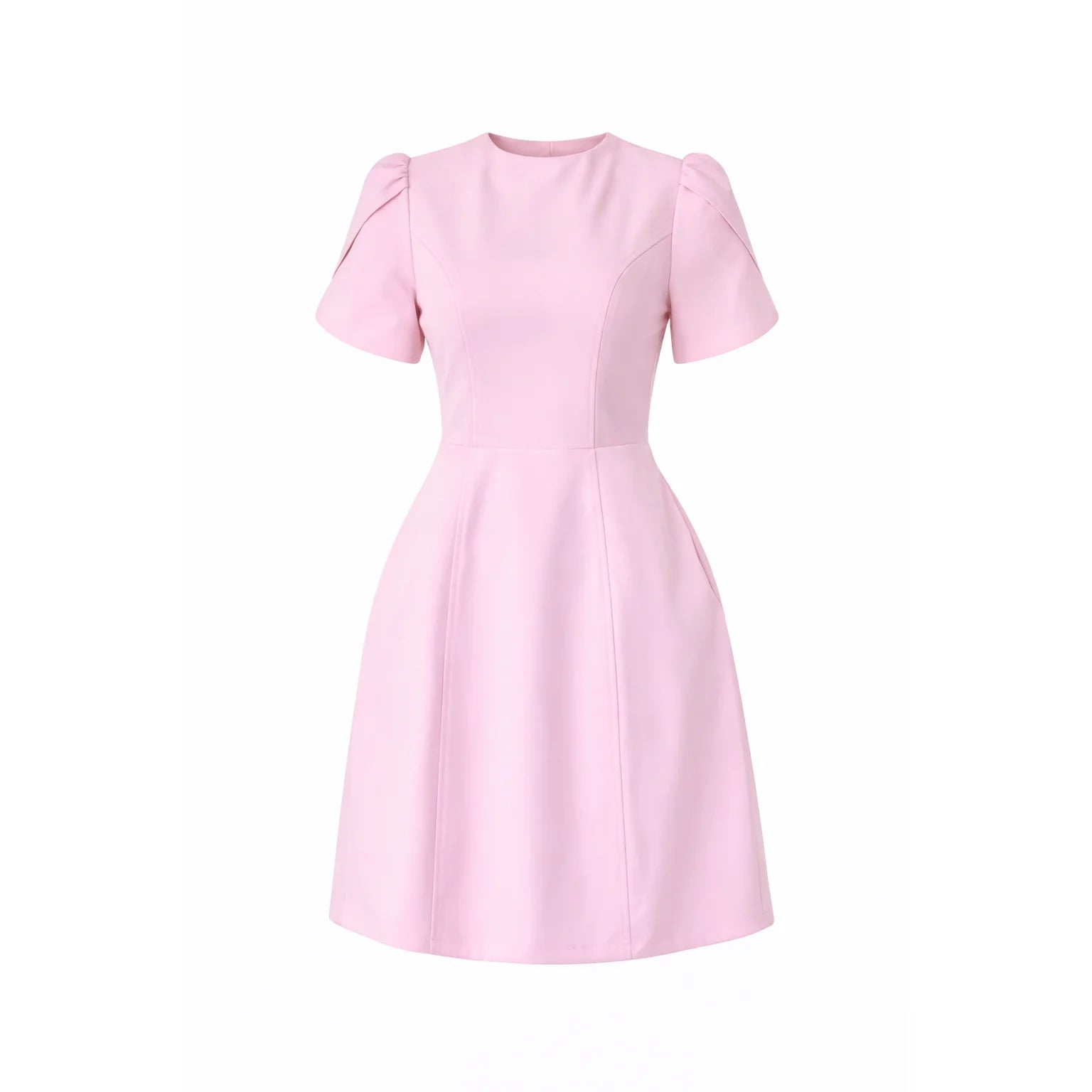 Pink Tulip Sleeve High Neck Mini Dress