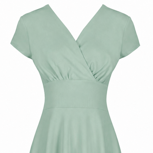 Sage Green A Line Vintage Capped Sleeve Tea Dress