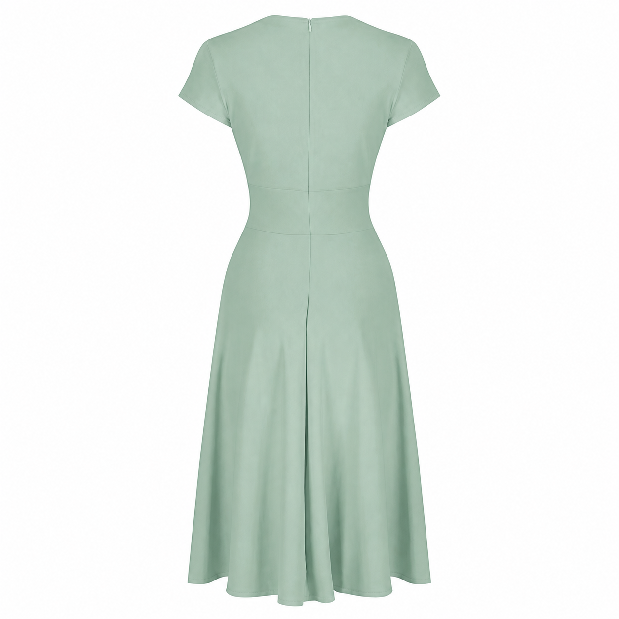 Sage Green A Line Vintage Capped Sleeve Tea Dress