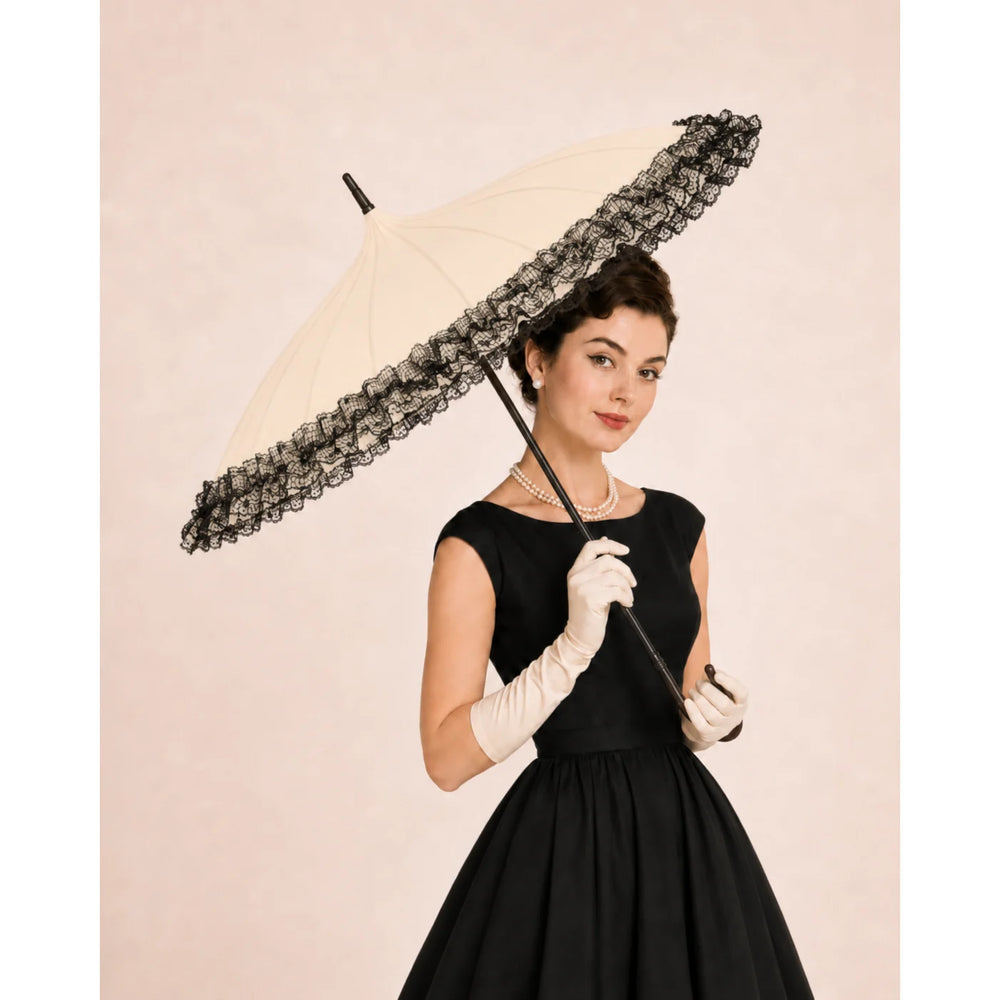Cream Ivory Pagoda Lacy Umbrella