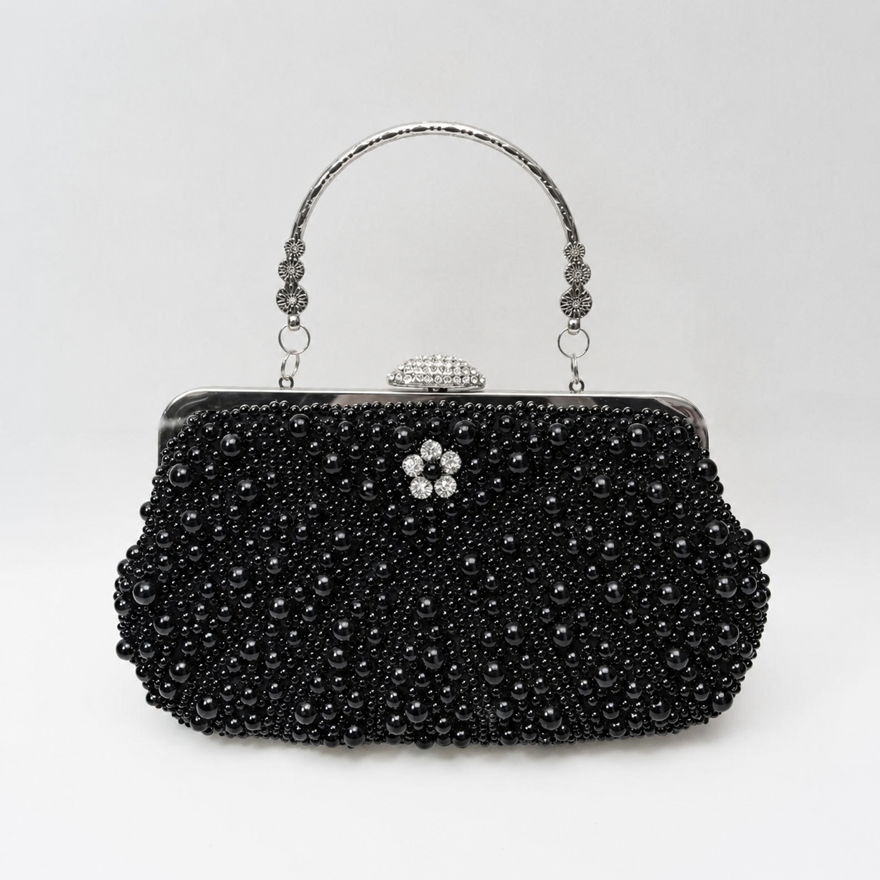 Black Crystals And Beads Handbag