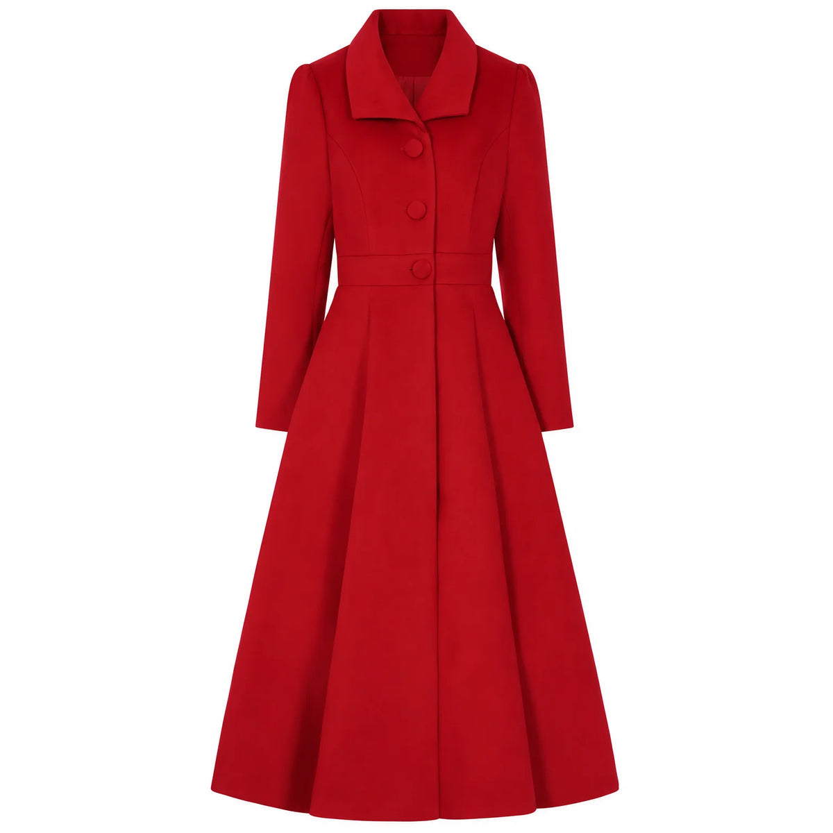 1940s Vintage Style Red Swing Coat with Pointed Collar