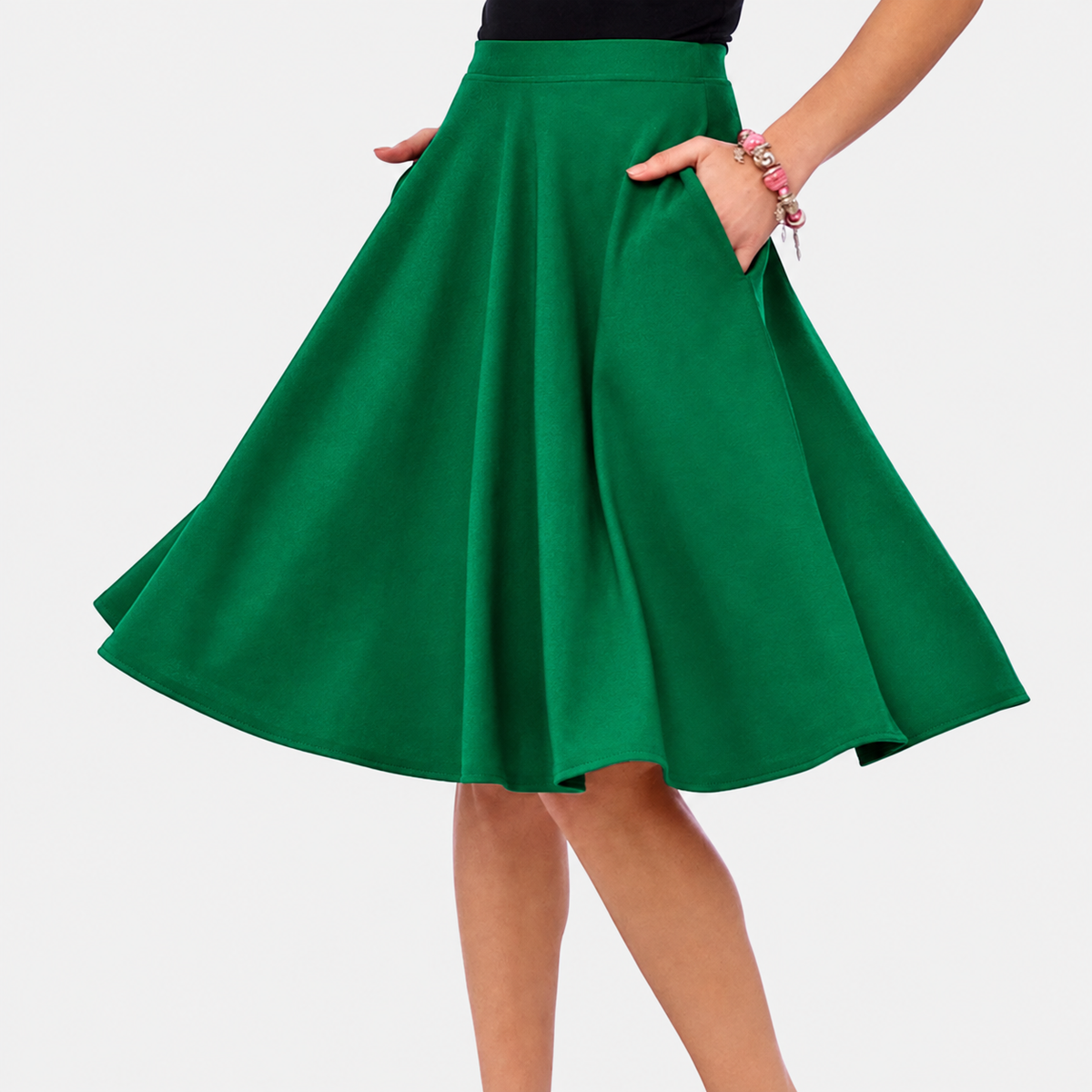 Emerald Green 1950s Vintage Rockabilly Swing Skirt