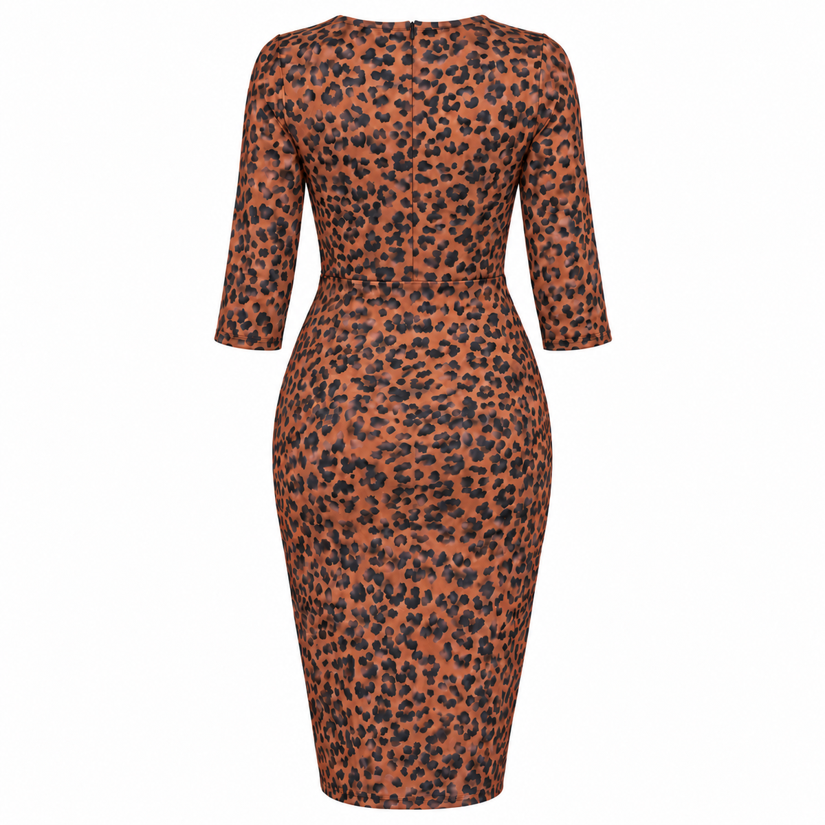Leopard Print Vintage Style Pencil Dress with Tie Waist.