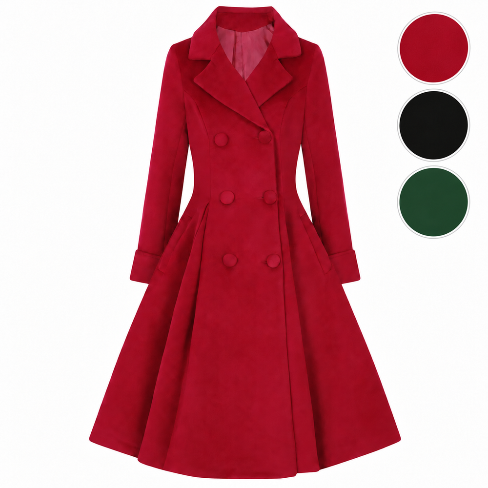 Wine Red Vintage Inspired Classic Swing Coat