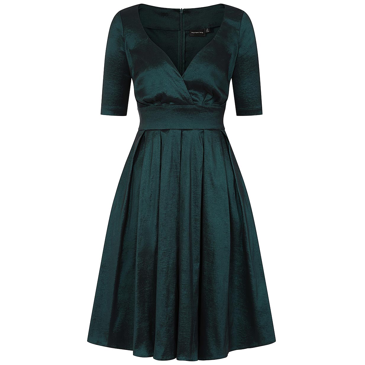 Green Taffeta Sweetheart Neck Flare Party Dress