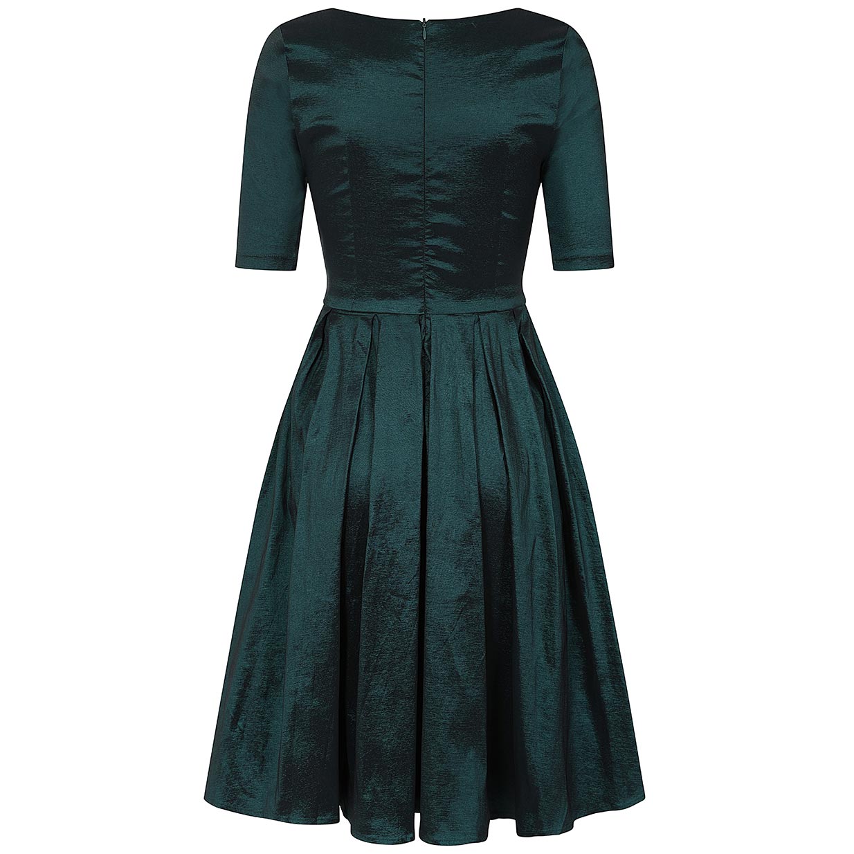 Green Taffeta Sweetheart Neck Flare Party Dress