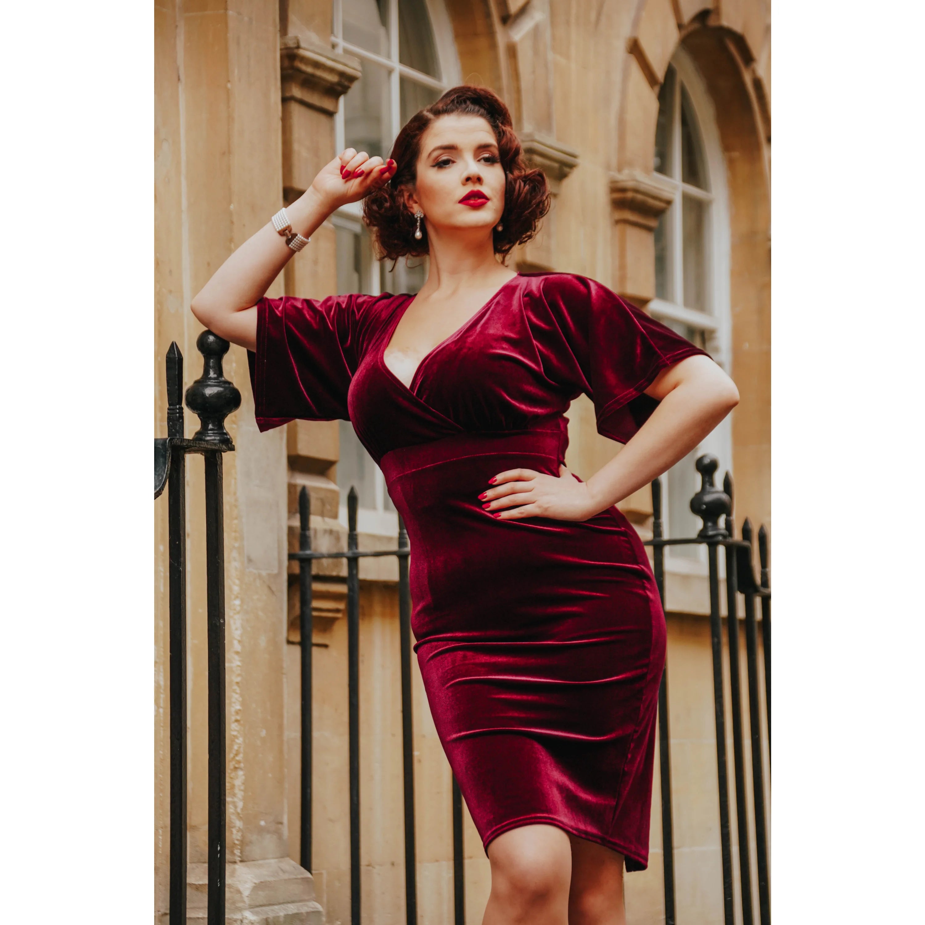 Wine Red Claret Velour Half Batwing Sleeve Crossover Top Wiggle Dress Pretty Kitty Fashion Wine Red Claret Velour Half Batwing Sleeve Crossover Top Wiggle Dress Pretty Kitty Fashion
