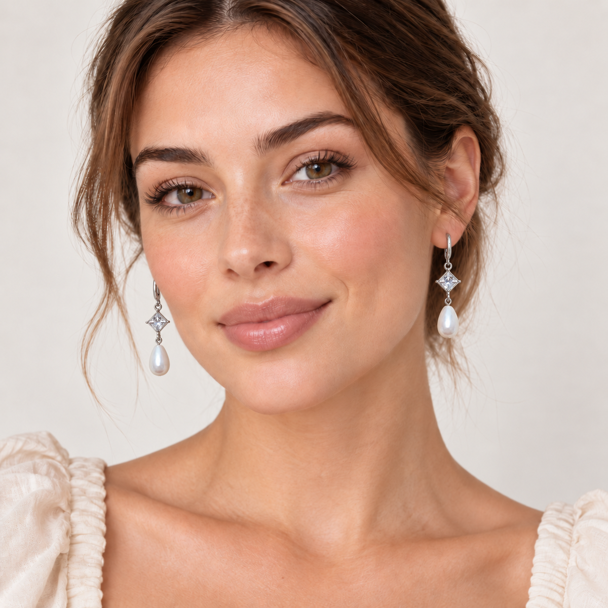 Silver-Tone and Pearl Drop Earrings