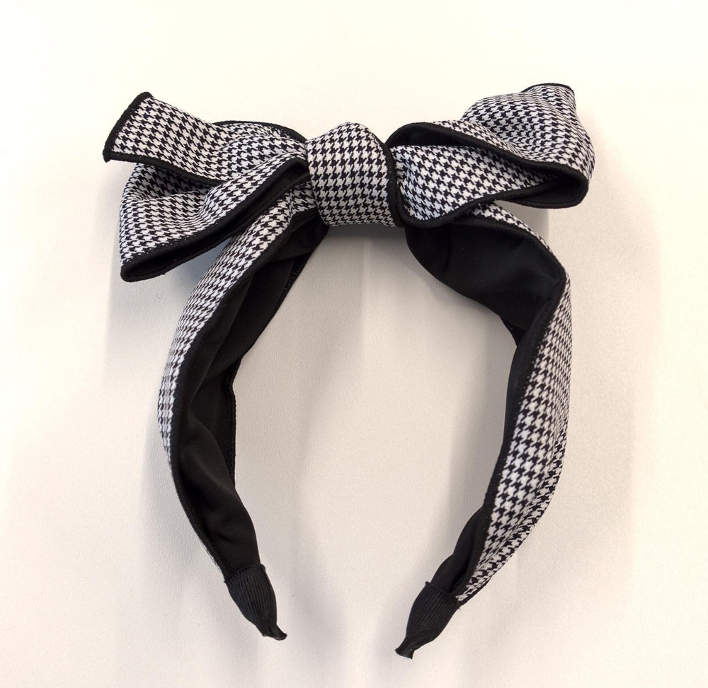 Black and White Check Bow Headband