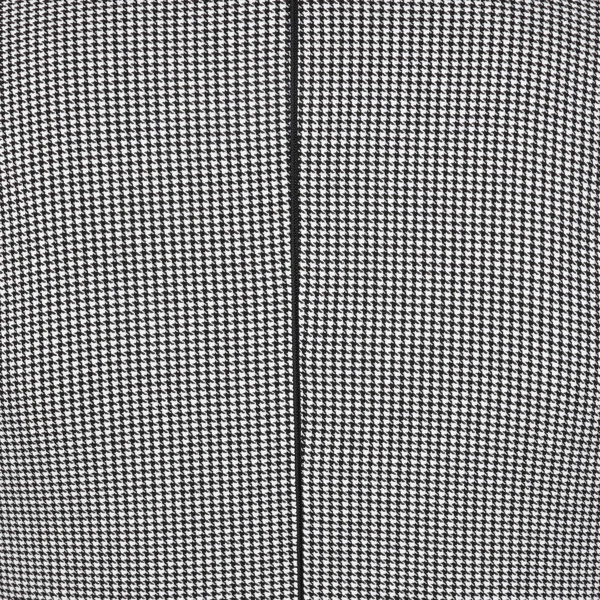 Black and White Houndstooth Checked Office Work Belted Swing Dress