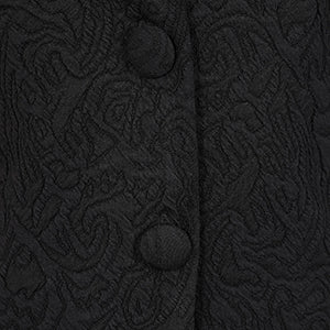 Black 3/4 Sleeve Jacquard Button Front Jacket Blazer