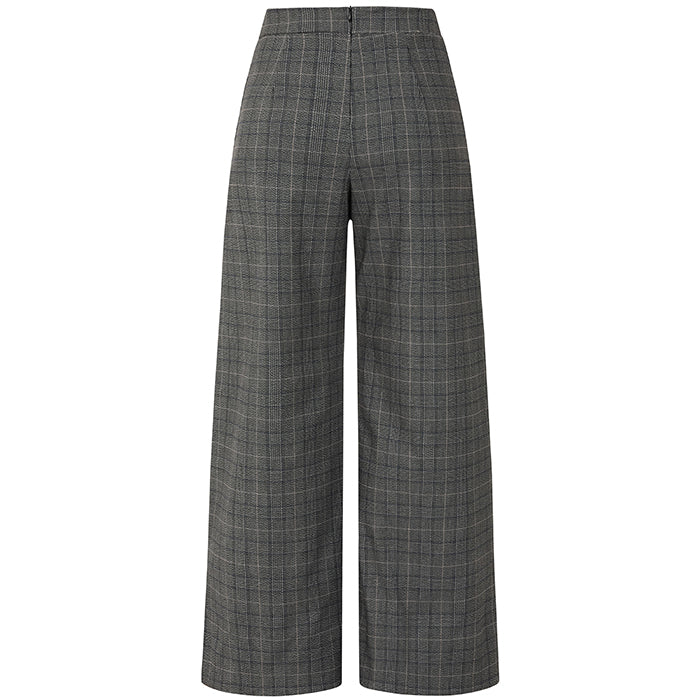 High Waistband Grey Check Flared Trousers