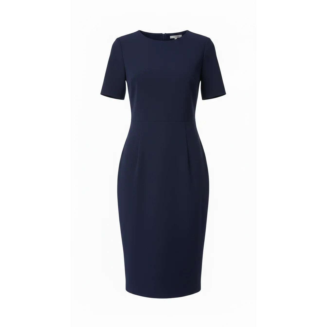Navy Blue 1/2 Sleeve Round Neck Bodycon Wiggle  Dress - LENGTH AND SLEEVE - Pretty Kitty Fashion