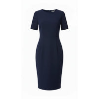 Navy Blue 1/2 Sleeve Round Neck Bodycon Wiggle  Dress - LENGTH AND SLEEVE - Pretty Kitty Fashion