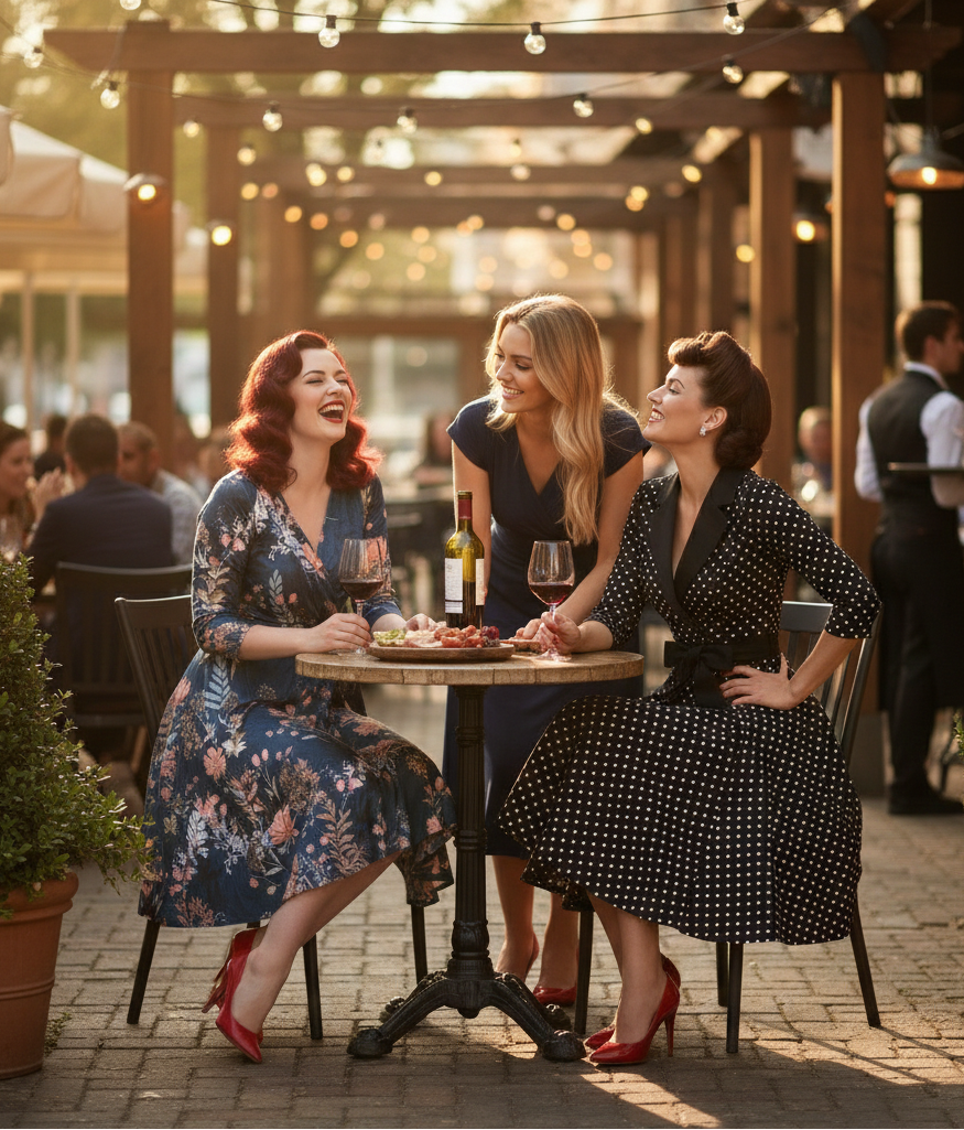 Teal Green Floral 3/4 Sleeve V Neck Crossover Top Empire Waist Tea Dress