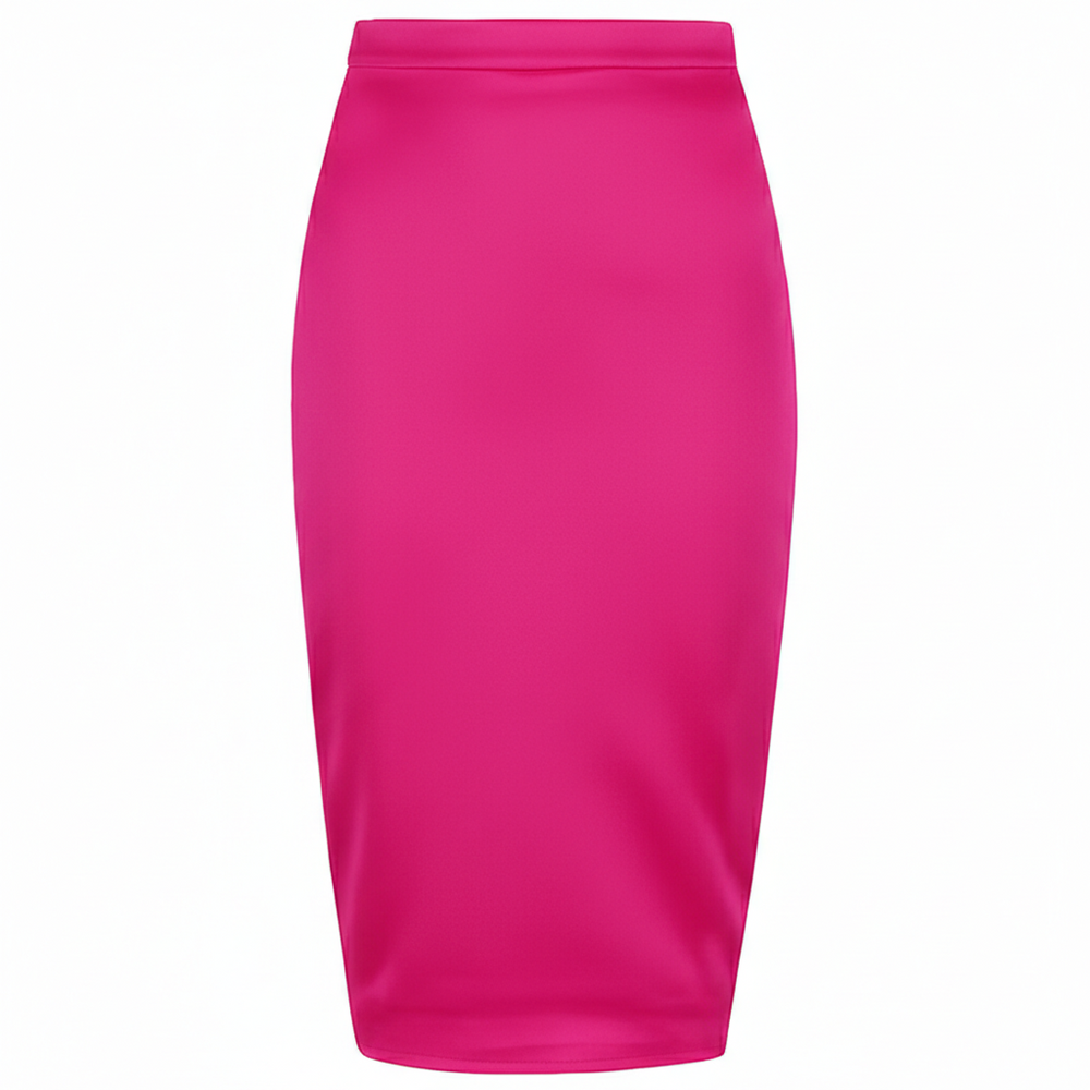 Classic Stretch Hot Pink Pencil Bodycon Midi Office Work Skirt