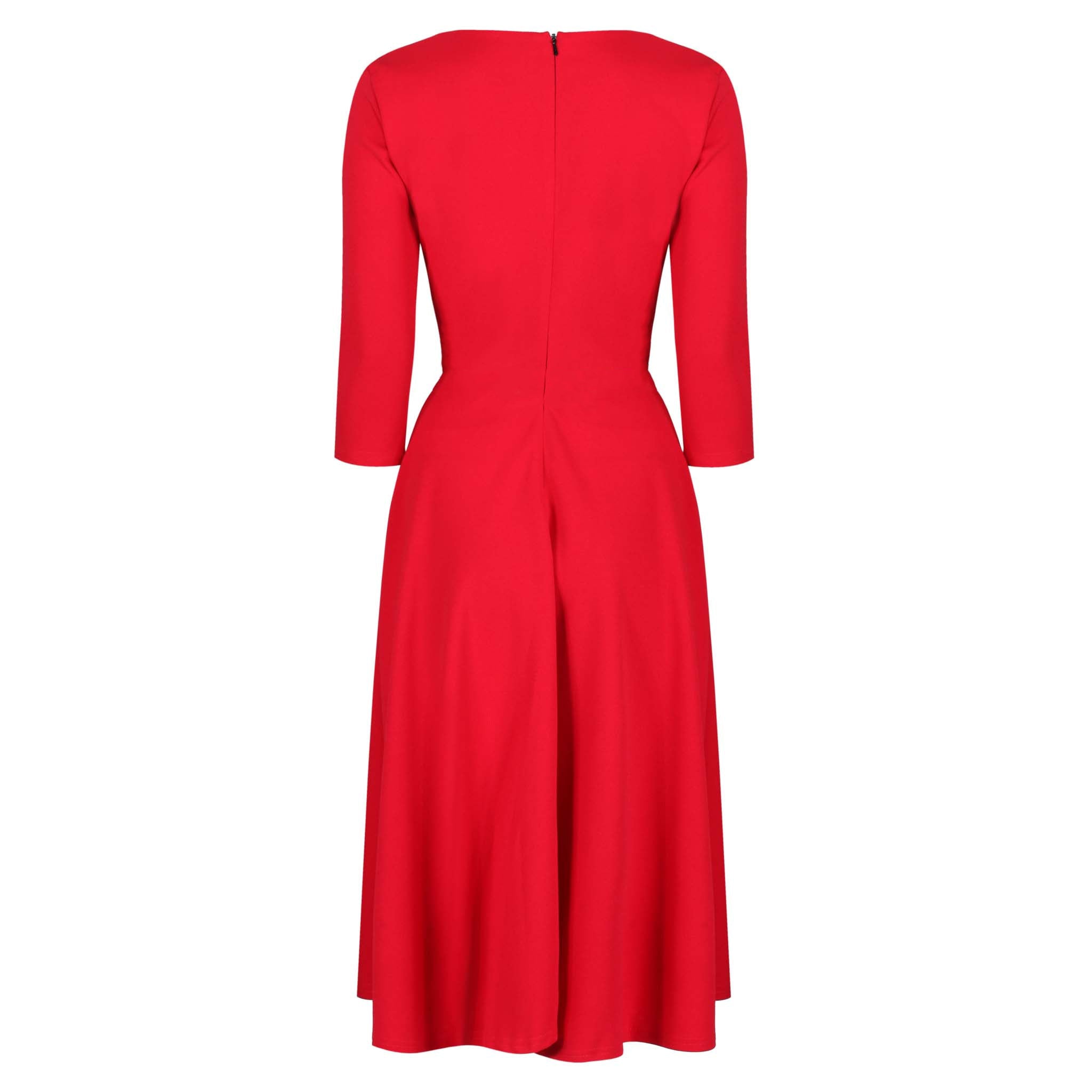 Vintage Red 3/4 Sleeve 50s Swing Dress