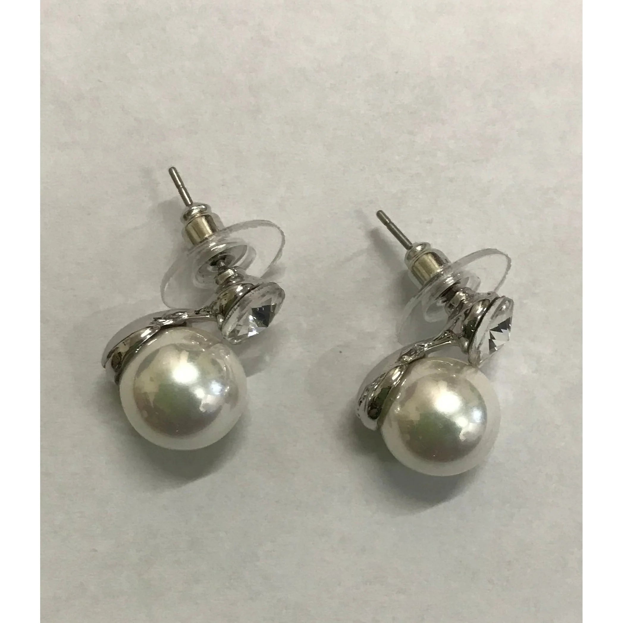 Faux pearl and Crystal drop earrings