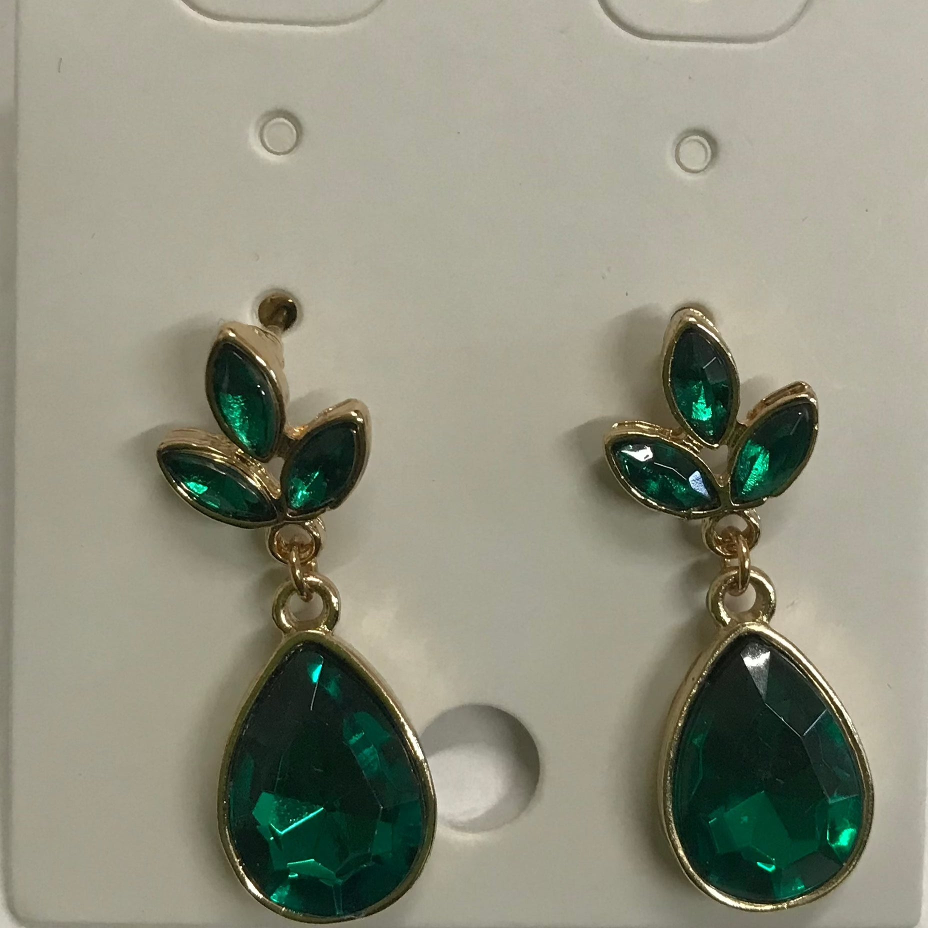 Emerald Green Crystal Drop Earrings