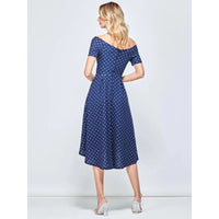 Jolie Moi Fit & Flare Pleated Navy Polka Dot Midi Dress – Pretty Kitty  Fashion