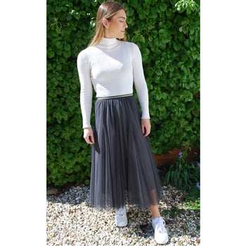 Grey tulle shop midi skirt uk