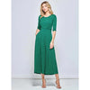 Jolie Moi Vintage Round Neck Jersey Green Multi Geometric Print Maxi Dress