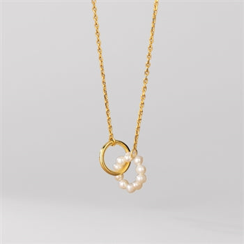Pearl and gold hoop necklace