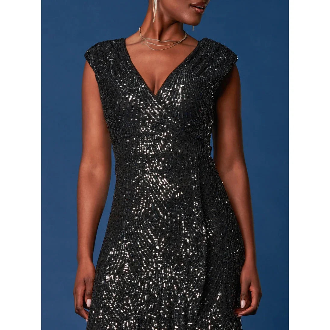 Jolie Moi Black Wrap Ruffle Hem Sequin Dress – Pretty Kitty Fashion