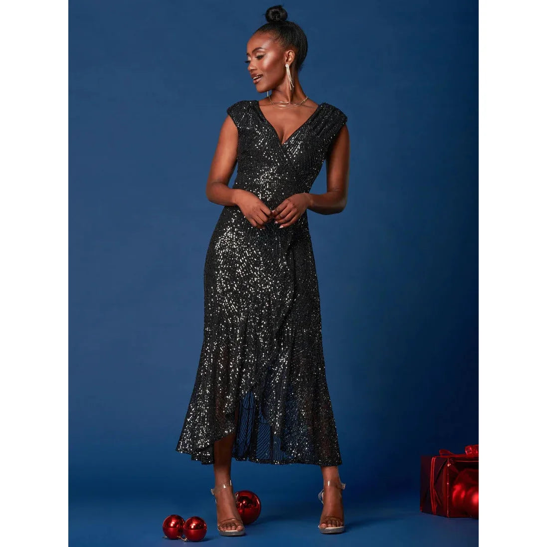 Sequin High Low Hem Maxi Dress, Teal Multi – Jolie Moi Retail