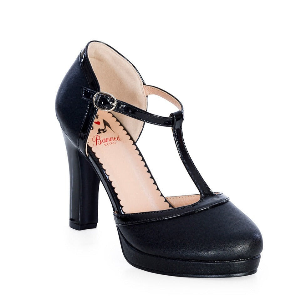 Classic Black T-Strap Vintage Platform Heels – Pretty Kitty Fashion