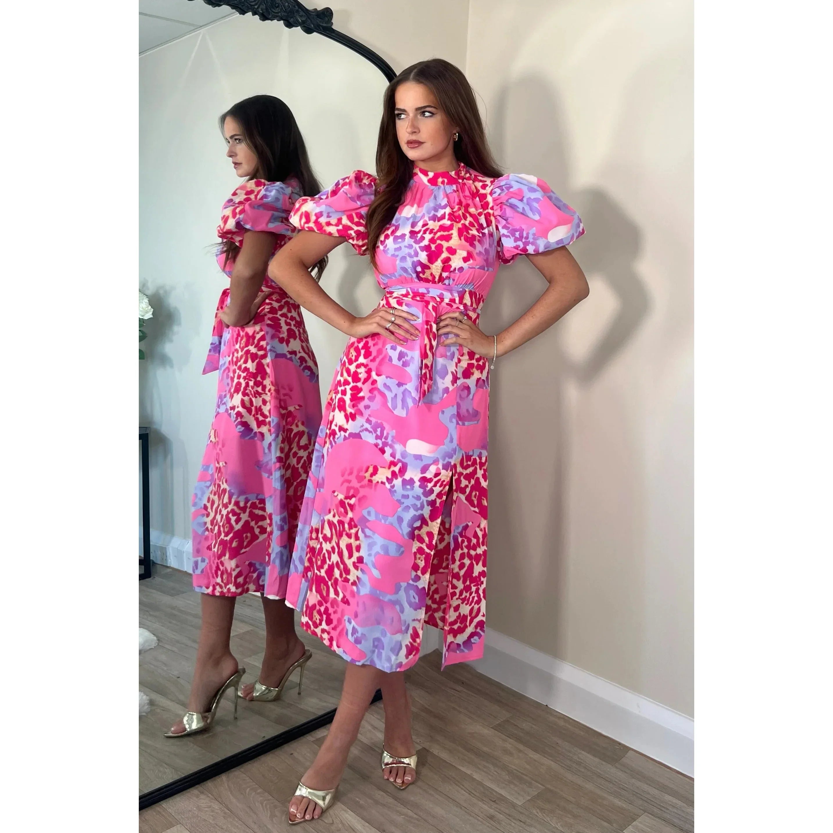 High neck midi dress uk deals