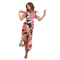 Black & Multicoloured Leaf Print Puff Sleeve High Neck Midi Dress Pretty Kitty Fashion Black & Multicoloured Leaf Print Puff Sleeve High Neck Midi Dress Pretty Kitty Fashion