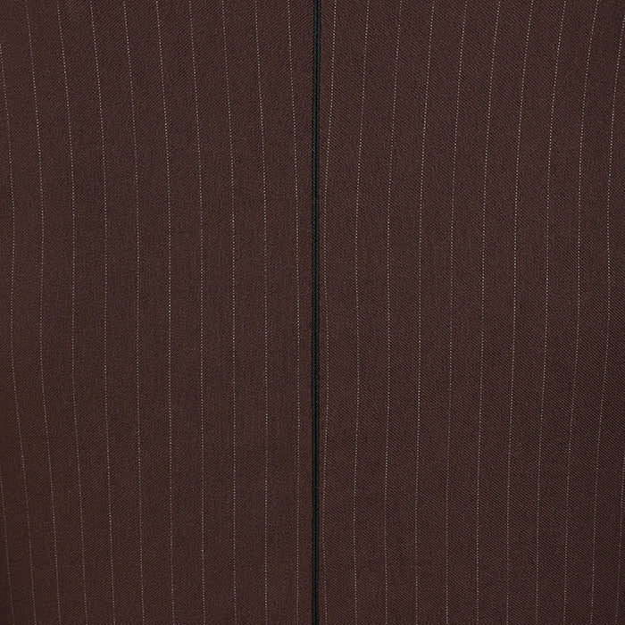 Chocolate Brown Pinstripe Office Work Belted Swing Dress