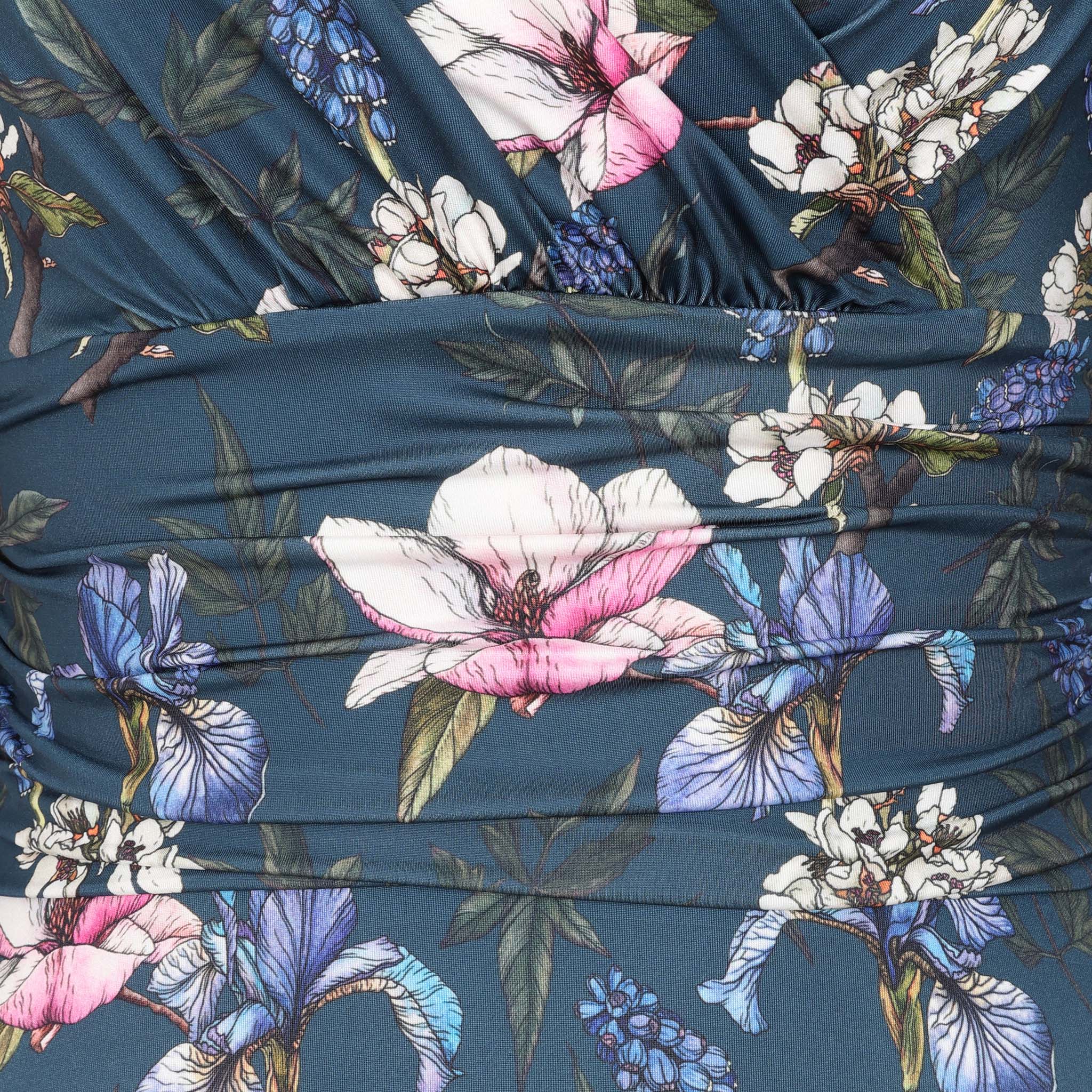 Navy Floral Long Sleeve Maxi Dress