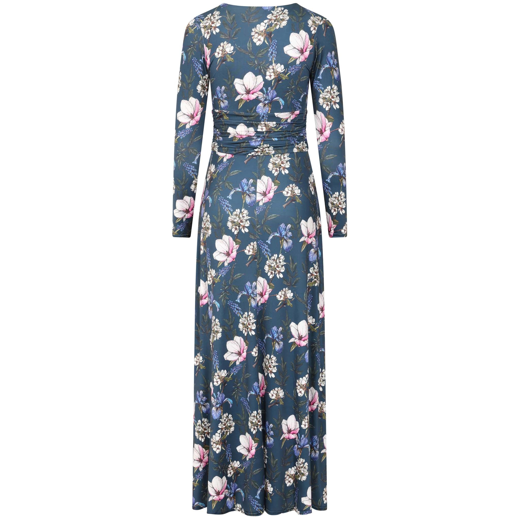 Navy Floral Long Sleeve Maxi Dress