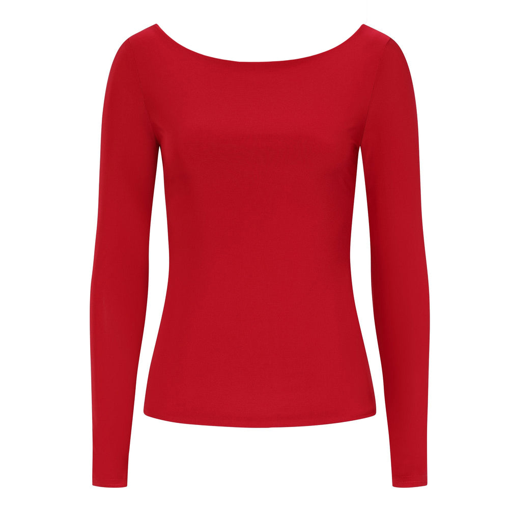 Red Round Neck Soft Touch Long Sleeve Top