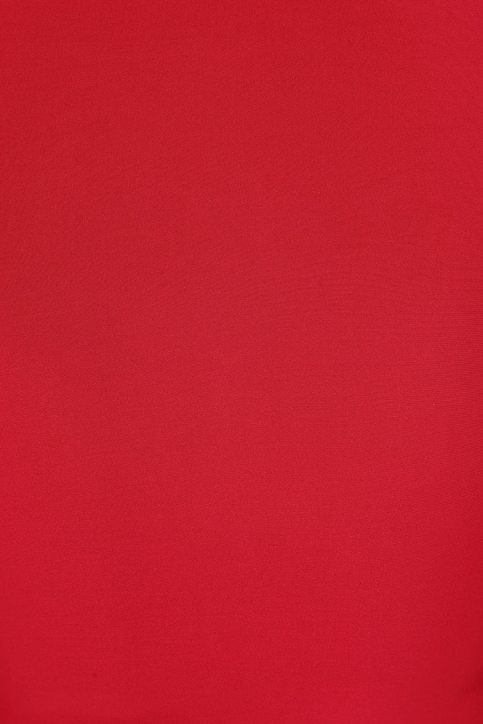 Red Long Sleeve Gathered V Neck Top