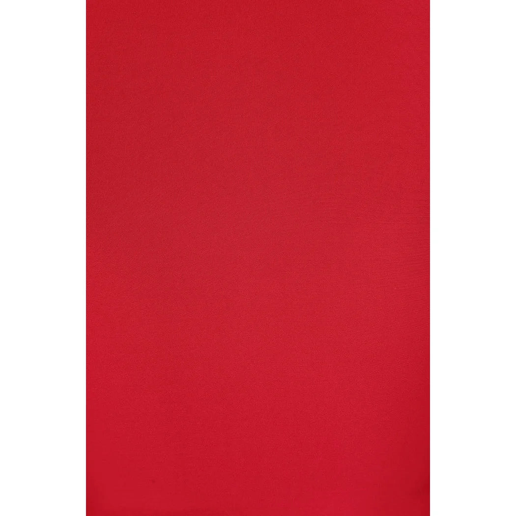 Red Long Sleeve Gathered V Neck Top