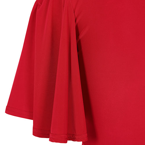 Red Waterfall Sleeve Cocktail Maxi Dress