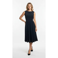 Black Sleeveless High Neck Ruched Cocktail Party Dress - ADD LENGTH