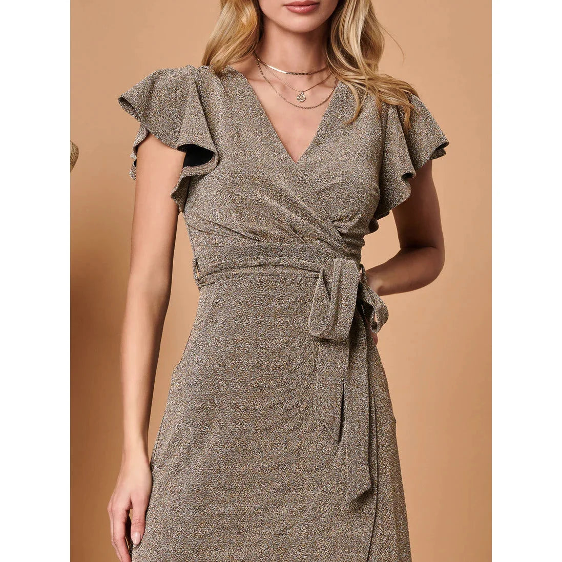 Sequin Wrap Ruffle Hem Maxi Dress, Navy – Jolie Moi Retail